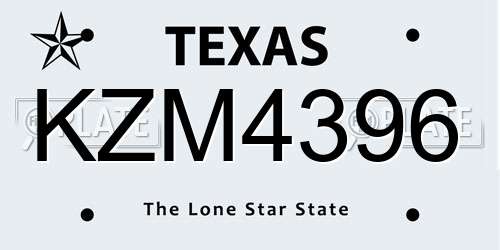 KZM4396 Texas License Plate