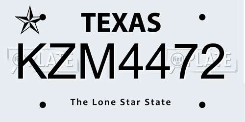 KZM4472 Texas License Plate