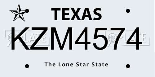 KZM4574 Texas License Plate
