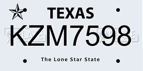KZM7598 Texas License Plate
