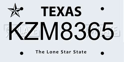 KZM8365 Texas License Plate