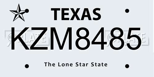 KZM8485 Texas License Plate