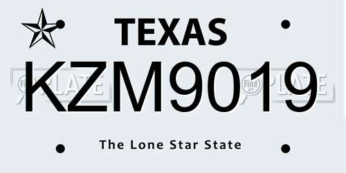 KZM9019 Texas License Plate