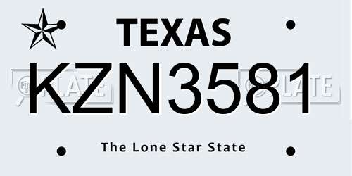 KZN3581 Texas License Plate
