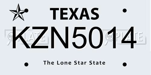KZN5014 Texas License Plate