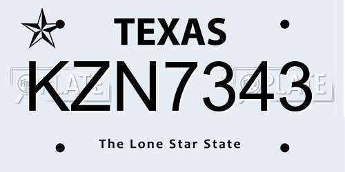 KZN7343 Texas License Plate