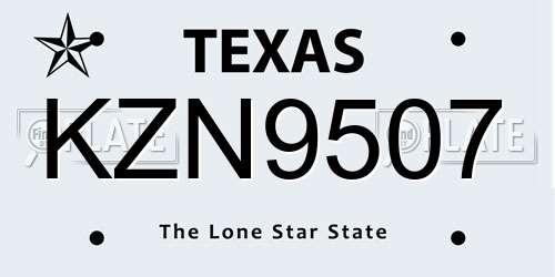KZN9507 Texas License Plate