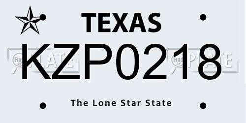 KZP0218 Texas License Plate