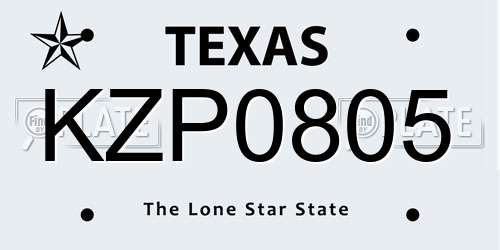 KZP0805 Texas License Plate