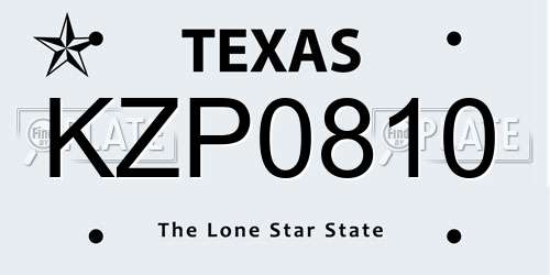 KZP0810 Texas License Plate