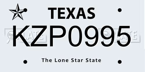 KZP0995 Texas License Plate