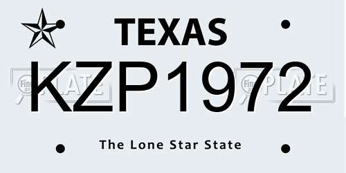 KZP1972 Texas License Plate