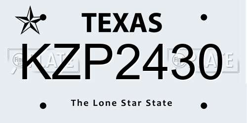KZP2430 Texas License Plate