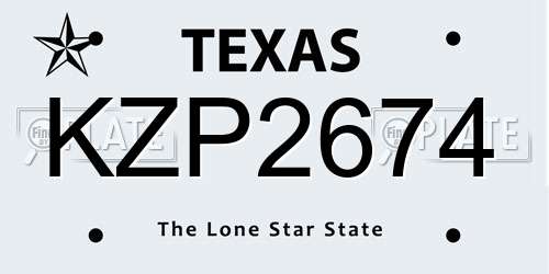KZP2674 Texas License Plate