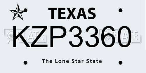KZP3360 Texas License Plate