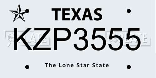 KZP3555 Texas License Plate