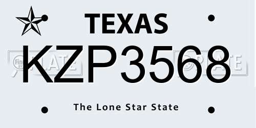 KZP3568 Texas License Plate