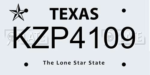 KZP4109 Texas License Plate