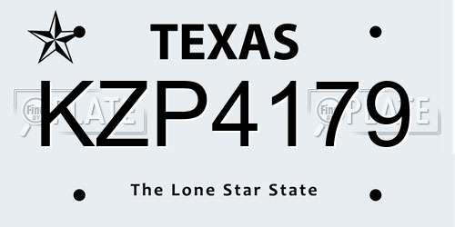 KZP4179 Texas License Plate