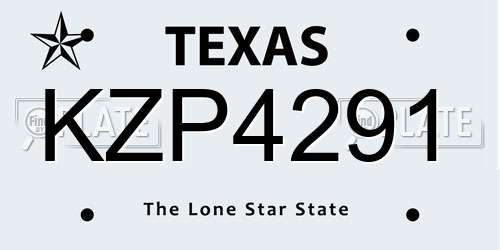 KZP4291 Texas License Plate