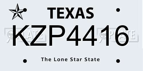 KZP4416 Texas License Plate