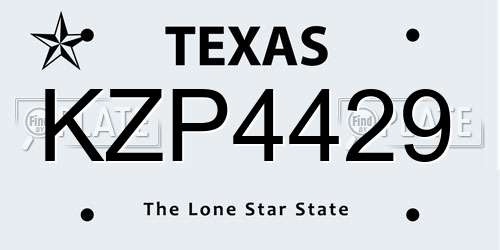 KZP4429 Texas License Plate