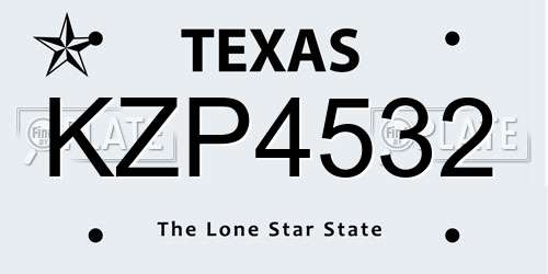 KZP4532 Texas License Plate