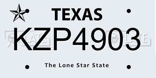 KZP4903 Texas License Plate