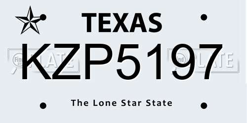 KZP5197 Texas License Plate