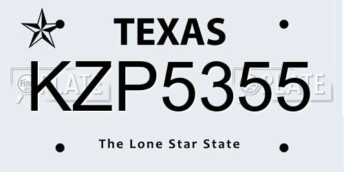 KZP5355 Texas License Plate