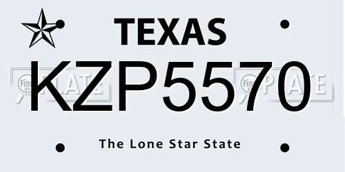 KZP5570 Texas License Plate