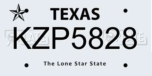 KZP5828 Texas License Plate