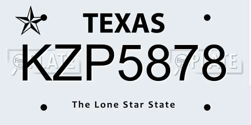 KZP5878 Texas License Plate