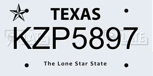 KZP5897 Texas License Plate