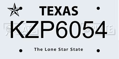 KZP6054 Texas License Plate