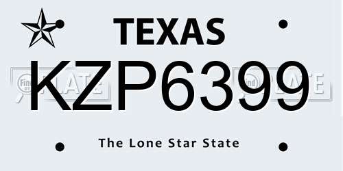 KZP6399 Texas License Plate