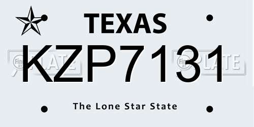 KZP7131 Texas License Plate