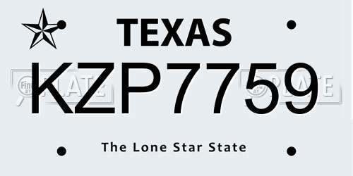 KZP7759 Texas License Plate