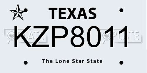 KZP8011 Texas License Plate