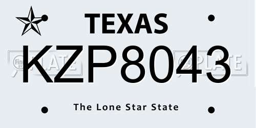 KZP8043 Texas License Plate