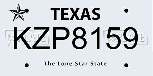 KZP8159 Texas License Plate