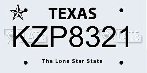 KZP8321 Texas License Plate