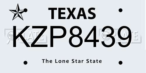 KZP8439 Texas License Plate