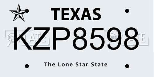 KZP8598 Texas License Plate