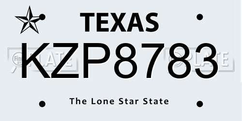 KZP8783 Texas License Plate