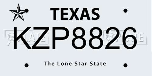 KZP8826 Texas License Plate