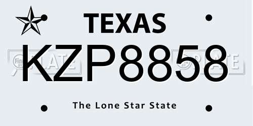 KZP8858 Texas License Plate