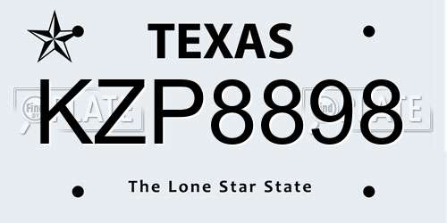 KZP8898 Texas License Plate