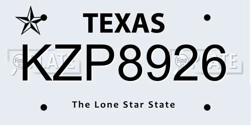 KZP8926 Texas License Plate