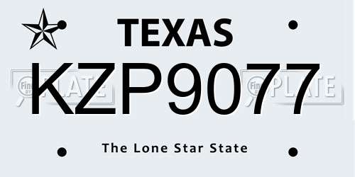 KZP9077 Texas License Plate